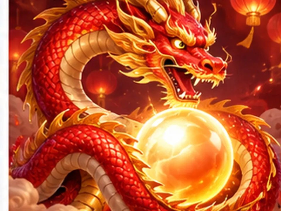 red dragon and glowing orb casino machine illustration