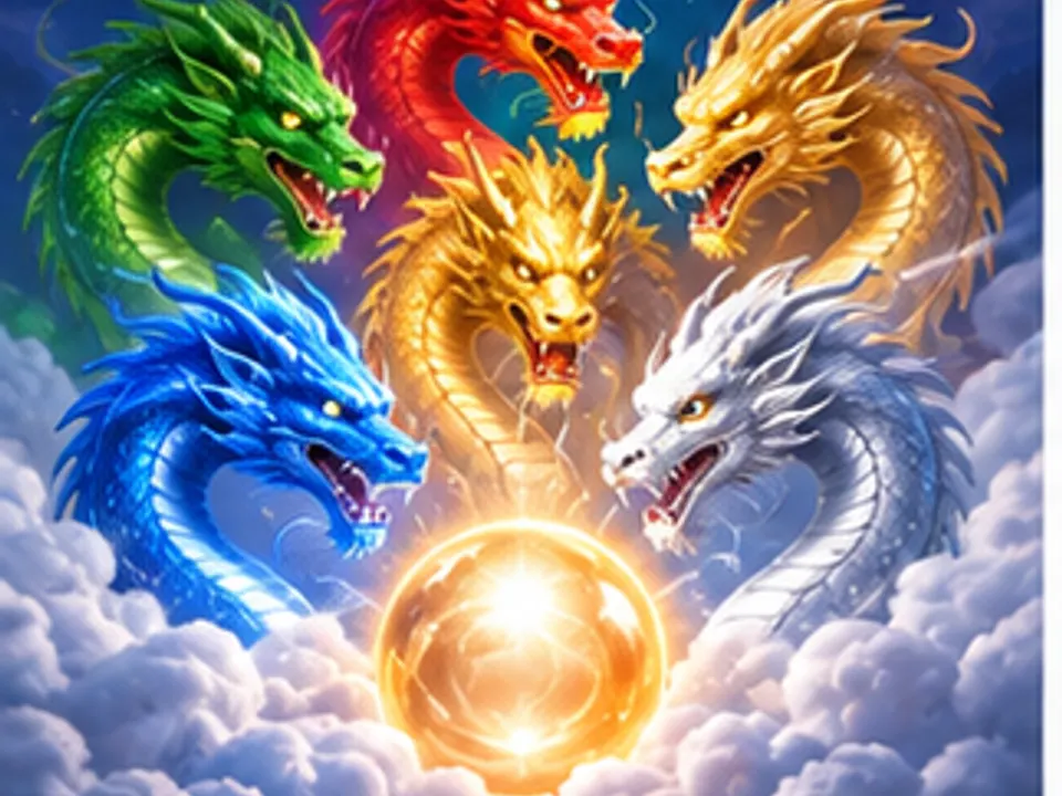 five elemental dragons casino machine illustration