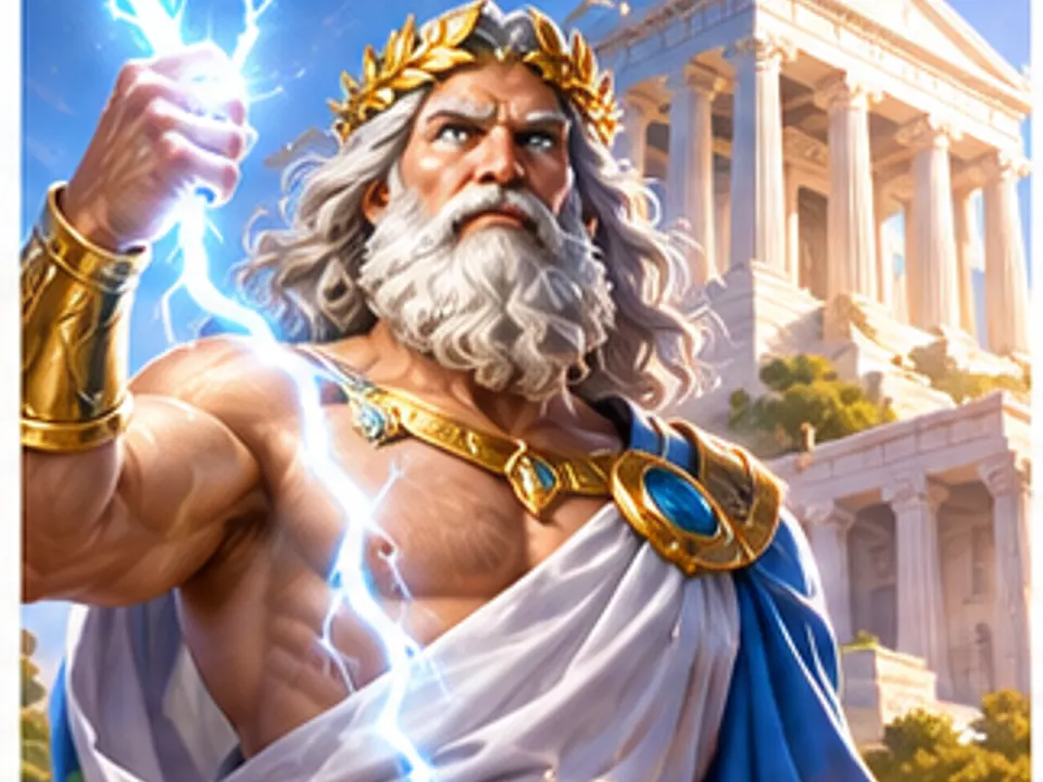 Greek thunder temple casino game illustration