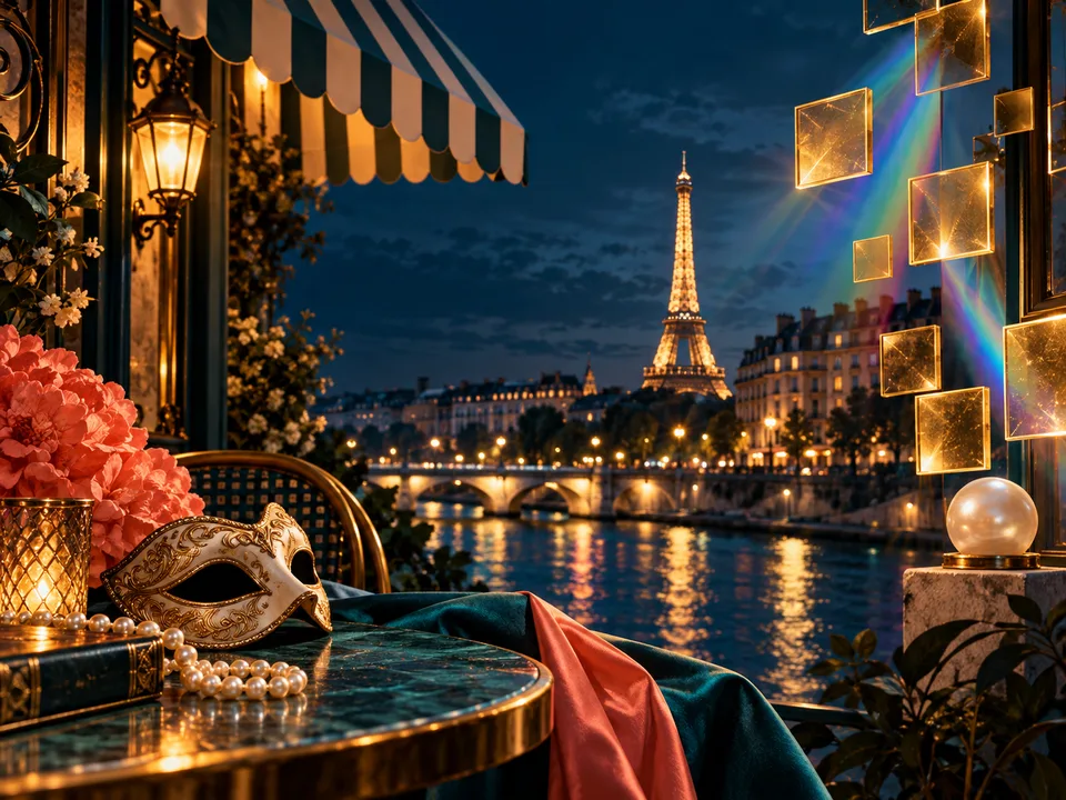 Paris-night cascade visual created for the Le Bandit review