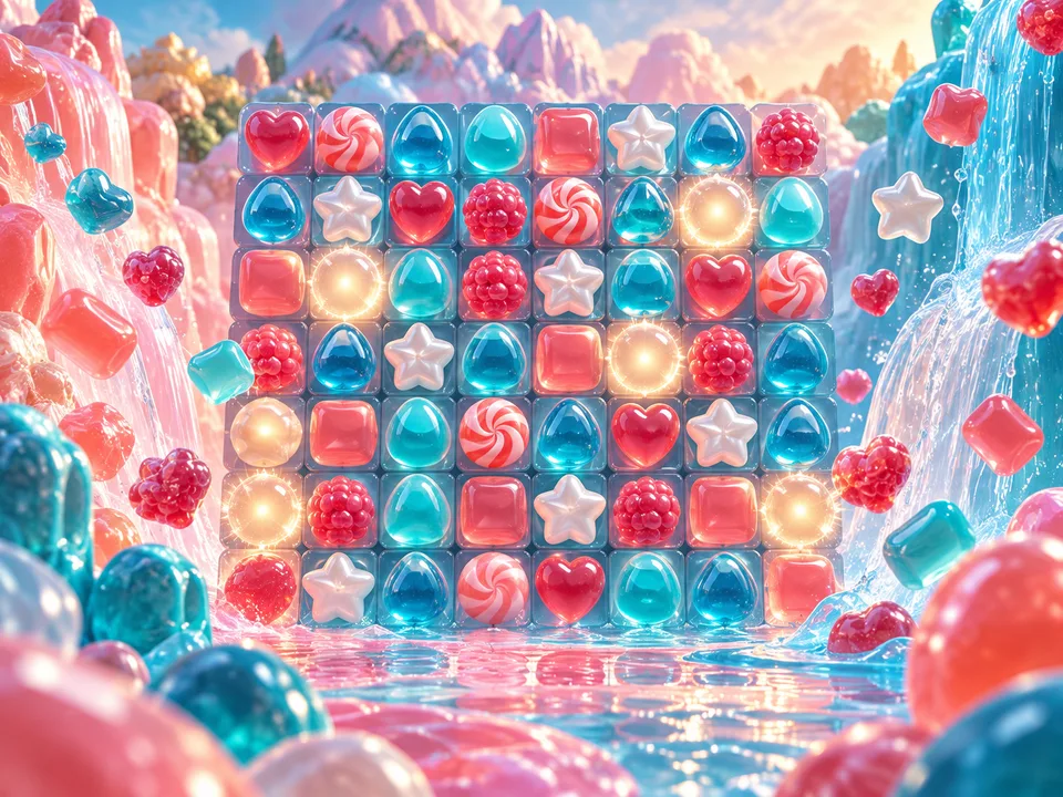 abstract candy cluster visual created for the Sugar Rush 1000 review